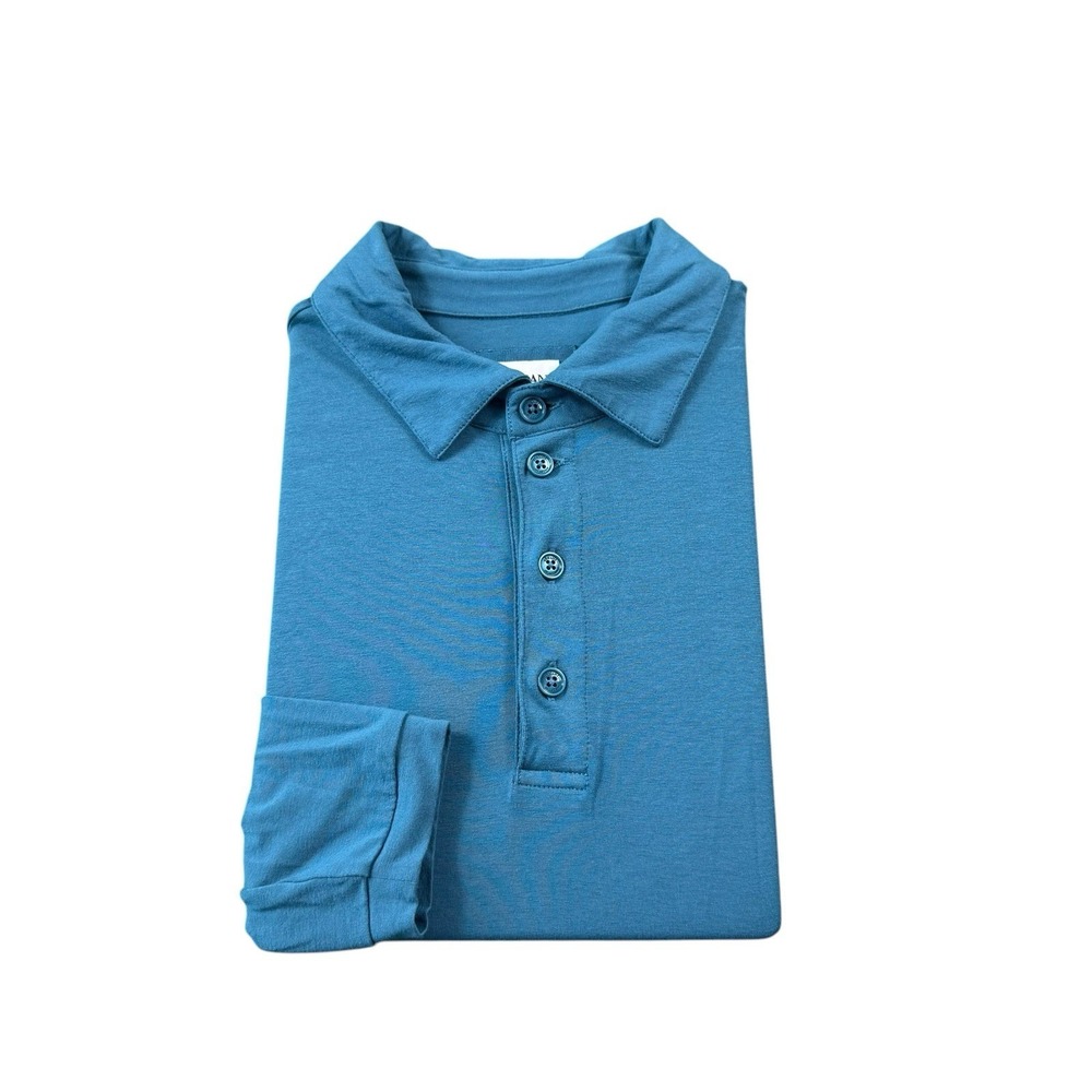 Armani Collezioni Blue‎ Viscose Stretch L/S Men's Polo Shirt Size Small